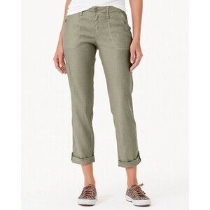 Level 99 Dayla Cargo Pants Size 29 Linen Tencel Blend Stretch Comfort Green